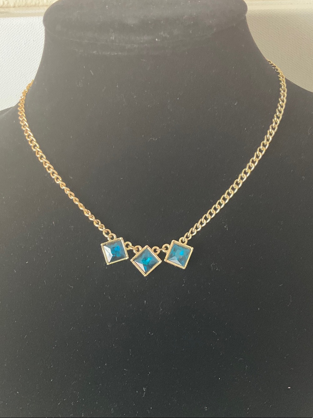 Nicole by Nicole Miller Gold-Tone Necklace with Blue Square Stones